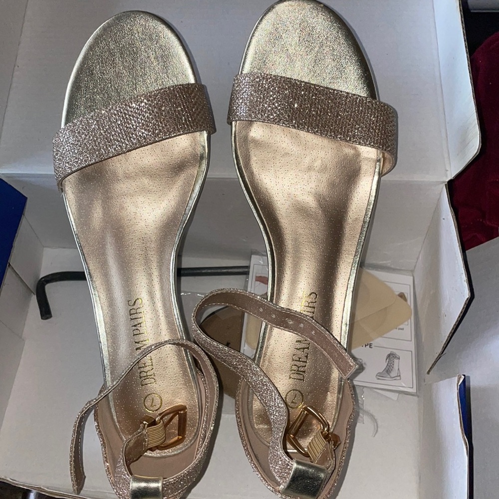 Gold Mini heels (never worn)